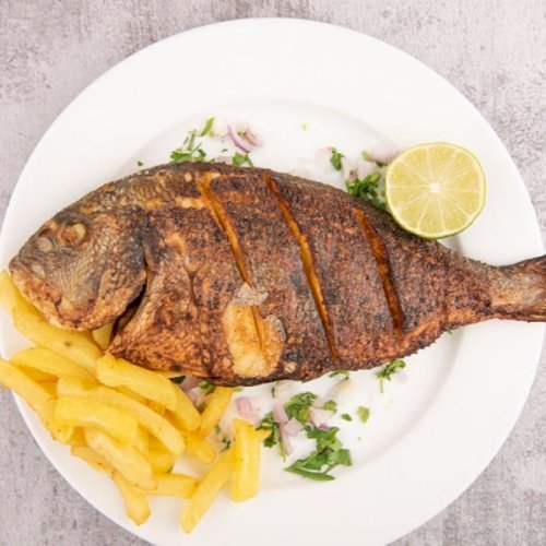 سمك شعري مقلي مع الرز