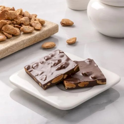 Caramelised Almond Dark Chocolate Bark 50gm Caramelised Almond Dark Chocolate Bark 50gm