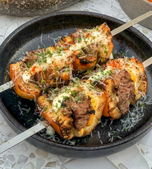 Truffle burger skewers